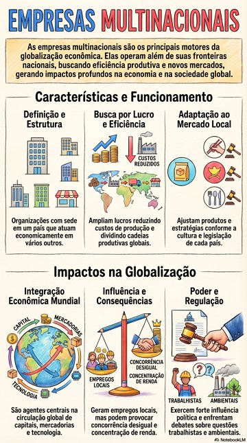 Infogr&aacute;fico explicando o que s&atilde;o multinacionais e suas caracter&iacute;sticas