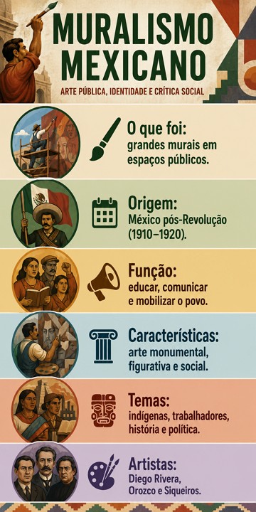 Infogr&aacute;fico sobre o Muralismo Mexicano