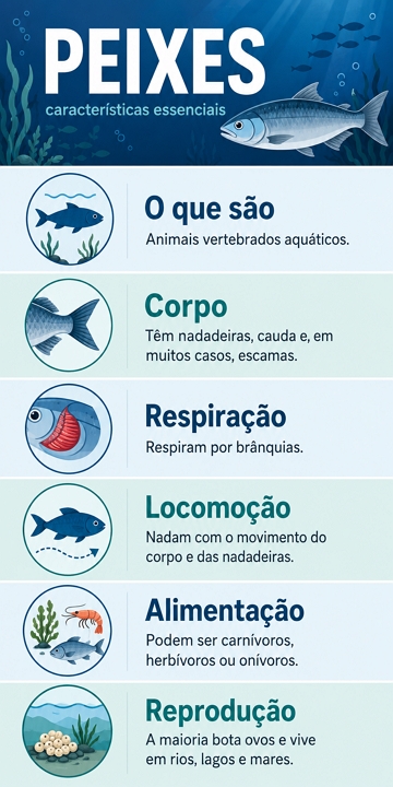 Infogr&aacute;fico com as principais caracter&iacute;sticas sobre os peixes