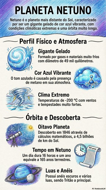 Infogr&aacute;fico com as principais caracter&iacute;sticas do Planeta Netuno