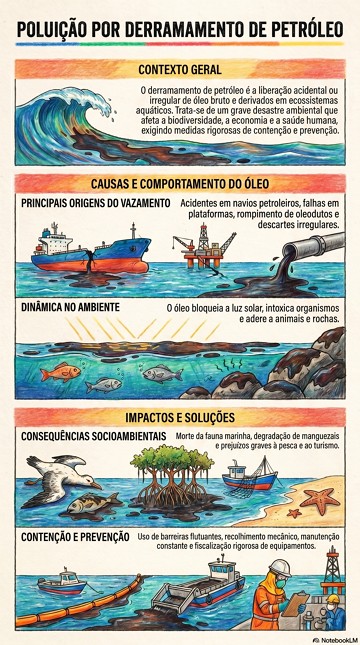 Infogr&aacute;fico sobre polui&ccedil;&atilde;o gerada pelo derramamento de petr&oacute;leo