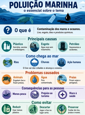 Infogr&aacute;fico sobre a polui&ccedil;&atilde;o marinha