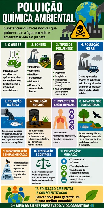 Infogr&aacute;fico sobre polui&ccedil;&atilde;o qu&iacute;mica ambiental