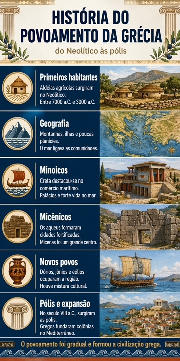 Infogr&aacute;fico sobre o povoamento da Gr&eacute;cia Antiga