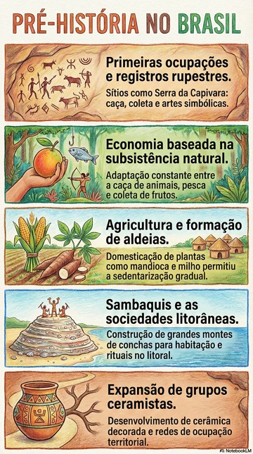 Infogr&aacute;fico sobre as caracter&iacute;sticas da Pr&eacute;-hist&oacute;ria brasileira