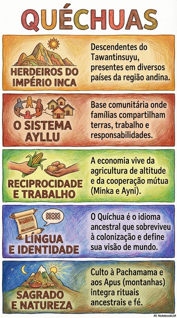 Infogr&aacute;fico sobre a hist&oacute;ria, cultura e sociedade dos qu&eacute;chuas