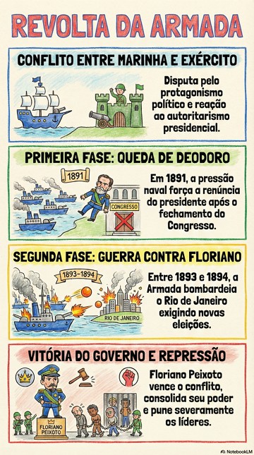 Infogr&aacute;fico com resumo sobre a Revolta da Armada