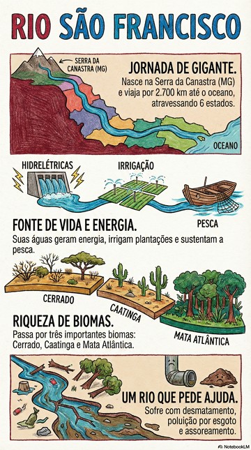 Infogr&aacute;fico com as caracter&iacute;sticas do Rio S&atilde;o Francisco