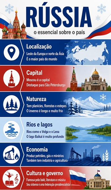 Infogr&aacute;fico did&aacute;tico sobre a R&uacute;ssia
