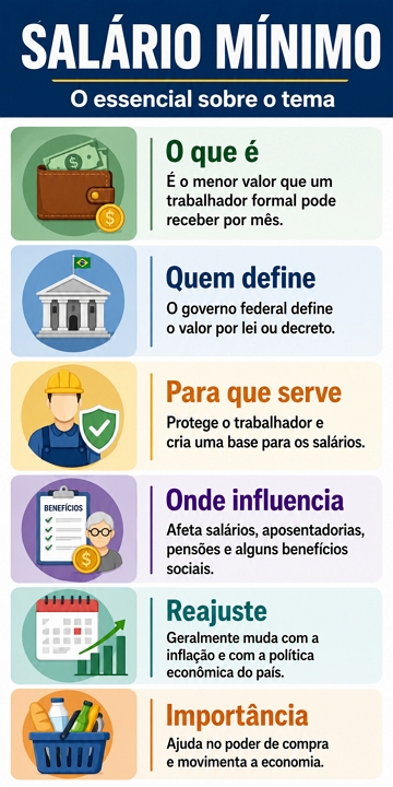 Infogr&aacute;fico did&aacute;tico sobre o sal&aacute;rio m&iacute;nimo no Brasil