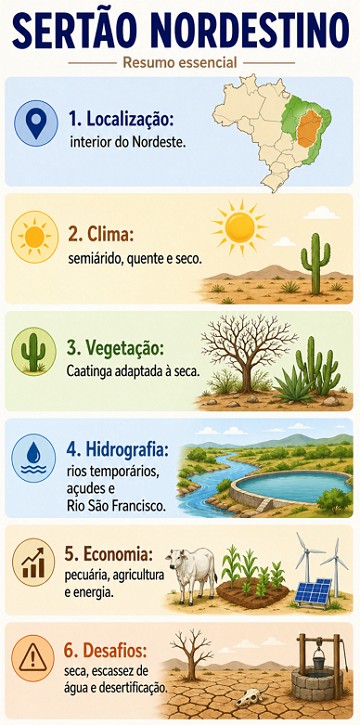 Infogr&aacute;fico sobre as principais caracter&iacute;sticas do sert&atilde;o nordestino