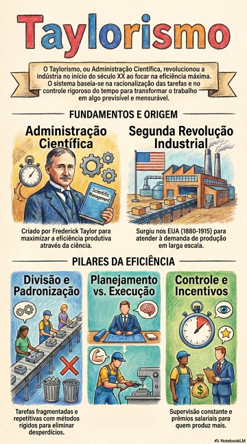Infogr&aacute;fico com resumo sobre o Taylorismo
