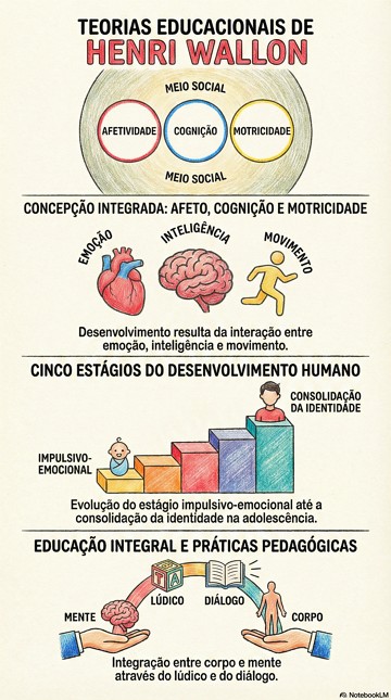 Infogr&aacute;fico com uma s&iacute;ntese das teorias educacionais de Wallon