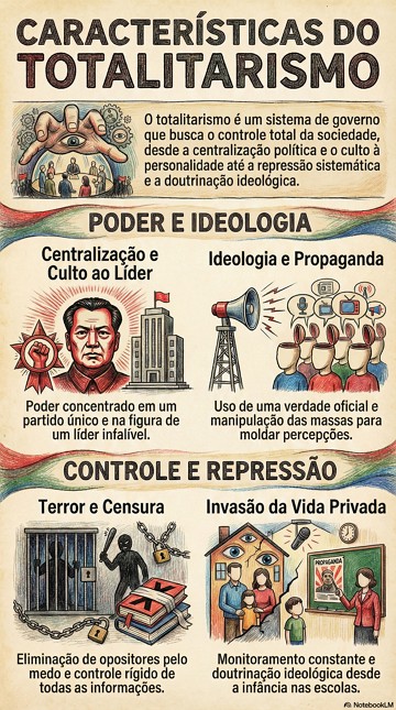 Infogr&aacute;fico com as caracter&iacute;sticas do Totalitarismo