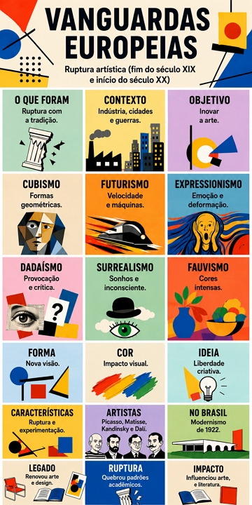 Infogr&aacute;fico sobre as vanguardas europeias