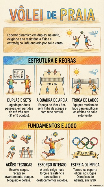 Infogr&aacute;fico com as principais caracter&iacute;sticas do v&ocirc;lei de praia
