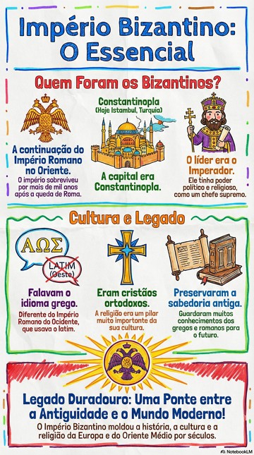 Infogr&aacute;fico com s&iacute;ntese do Imp&eacute;rio Bizantino