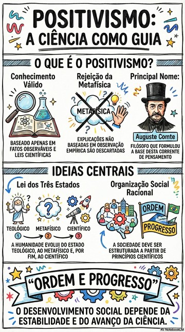 Infogr&aacute;fico com s&iacute;ntese sobre o Positivismo