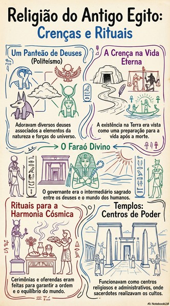 Infogr&aacute;fico com as caracter&iacute;sticas da religi&atilde;o do Antigo Egito