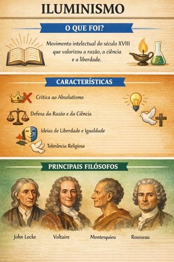 Infogr&aacute;fico com s&iacute;ntese do Iluminismo