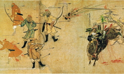 Pintura mostrando a invasão mongol no Japão