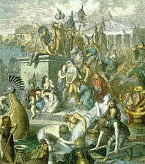 Pintura mostrando o saque de Roma pelos vândalos