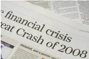 Jornal trazendo como manchete a crise econômica de 2008