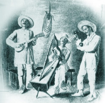 Pintura representando m&uacute;sicos de joropo
