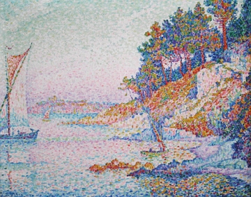 La Calanque (1906), obra de Paul Signac: exemplo do uso da t&eacute;cnica do pontilhismo