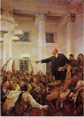 Lênin discursando para os revolucionários em 1917