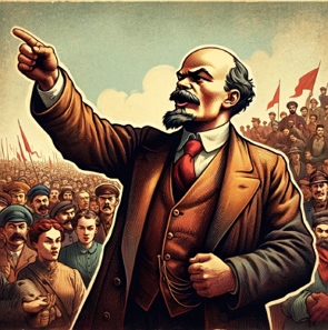 Ilustração de Lênin como líder da Revolução Russa
