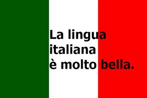 Texto A língua italiana é muito bonita sobre a bandeira da Itália