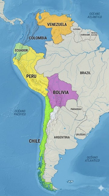 Mapa da Am&eacute;rica Andina