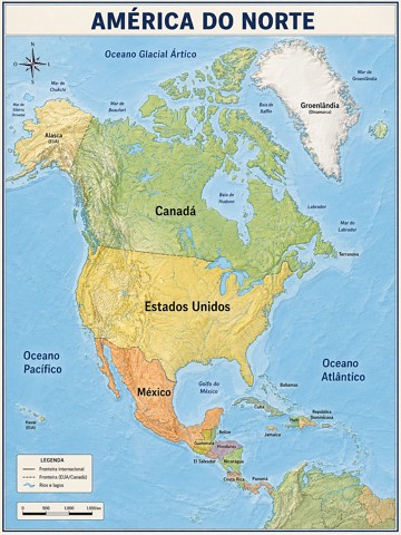 Mapa da Am&eacute;rica do Norte