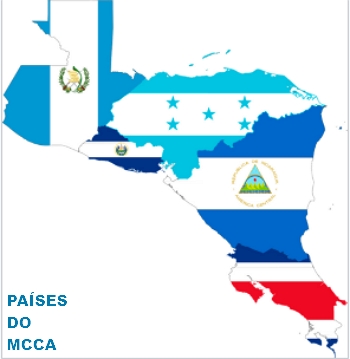 Mapa formado com as bandeiras dos pa&iacute;ses integrantes do MCCA