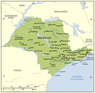 mapa do estado de S&atilde;o Paulo