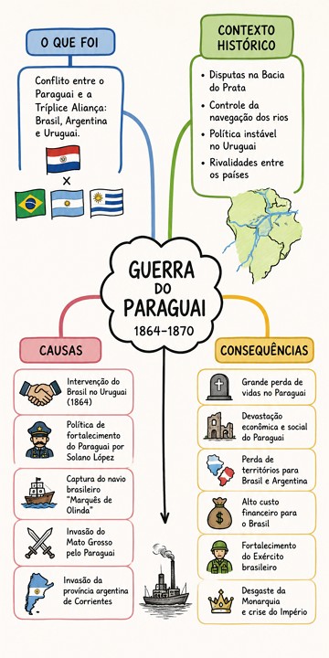 Mapa mental sobre a Guerra do Paraguai