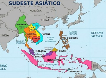Mapa da regi&atilde;o do Sudeste Asi&aacute;tico