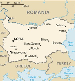   Mapa da Bulgária