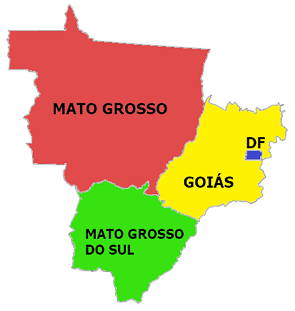 Mapa da região Centro-Oeste do Brasil