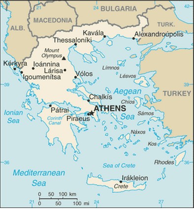 mapa da grécia