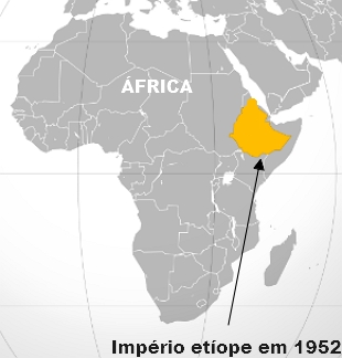 Mapa mostrando a localização do Império Etíope na África