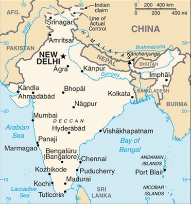 mapa da Índia