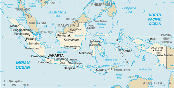 mapa da Indonésia