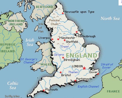 mapa da Inglaterra