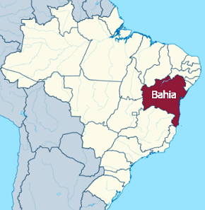 Mapa do Brasil mostrando a localização do estado da Bahia