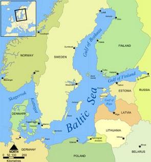 Mapa da localização do Mar Báltico