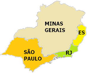 Mapa político da região Sudeste do Brasil