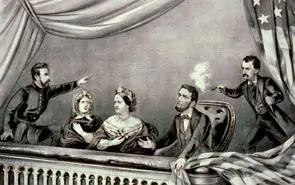 Pintura mostrando o assassinato de Lincoln