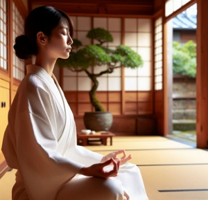 Ilustração de uma mulher meditando